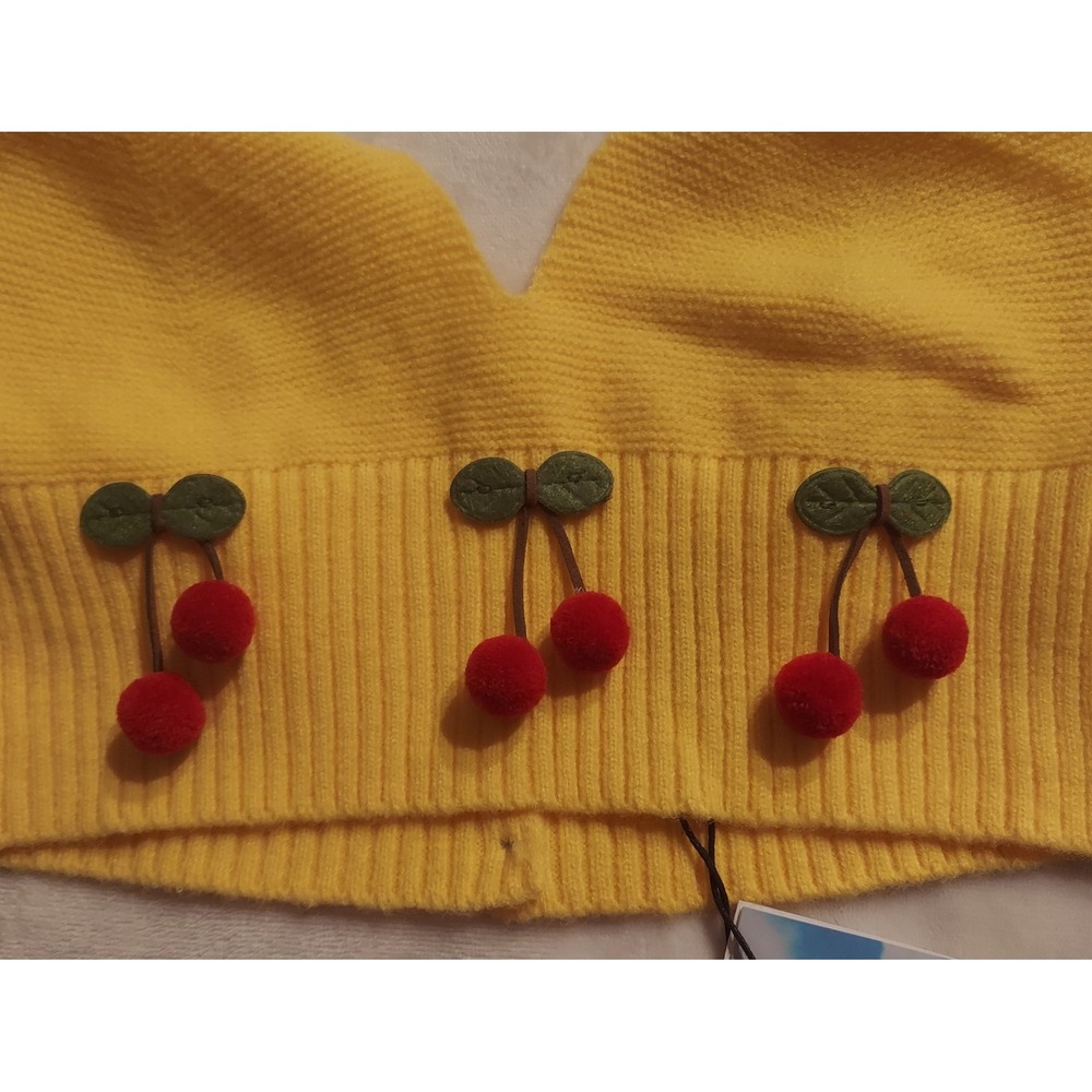 Cider Womens Yellow Stretch Knit Ribbed Cropped Cherry Tank Top Size Large NWT - Picture 5 of 10